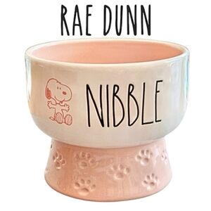 Rae Dunn Pink and White Snoopy Nibble Bowl Small Pet